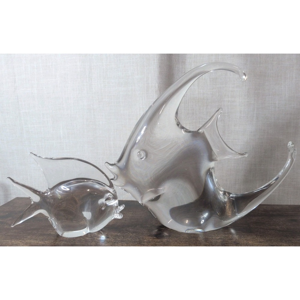 Hand-Blown Art Glass Dish (2) Figurines Murano